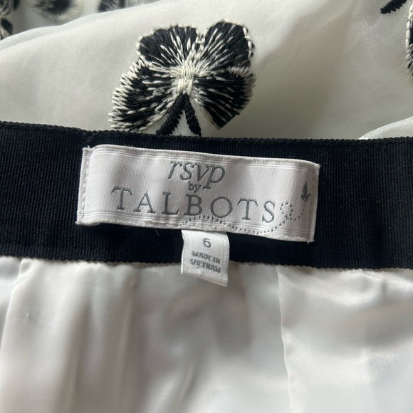 Talbots Black and Cream Butterfly A-Line Skirt EUC Sz 6 feminine fairy - Picture 6 of 10